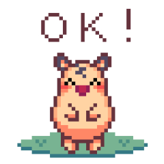 [LINEスタンプ] キンクマハムスターのドット絵日常スタンプ