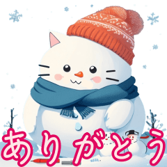 [LINEスタンプ] 新登場！雪だるまとゆるかわな白猫スタンプ