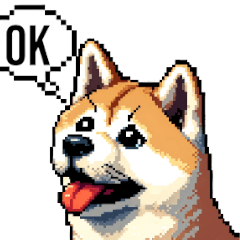 [LINEスタンプ] ⚫秋田犬 ［ドット絵］