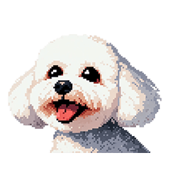 [LINEスタンプ] 日常 ドット絵 マルチーズ プードル 40種