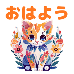 [LINEスタンプ] かわいい花の猫スタンプ