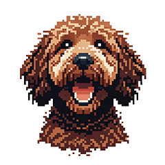 [LINEスタンプ] ドット絵 ラブラドゥードル 犬 茶 日常会話