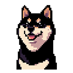 [LINEスタンプ] 日常 ドット絵 柴犬 黒柴 40種 しばいぬ