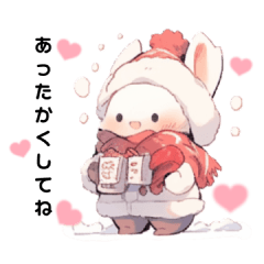 [LINEスタンプ] 赤マフラーぬくぬくうさぎ