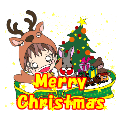 [LINEスタンプ] モッピーの着ぐるみ生活 ウサギ編X'mas版