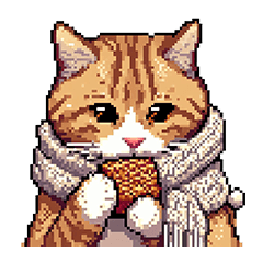 [LINEスタンプ] ドット絵 冬のキジトラ 猫 40種 定番