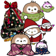 [LINEスタンプ] ふわもこ ふくろう【冬 X'mas お正月】