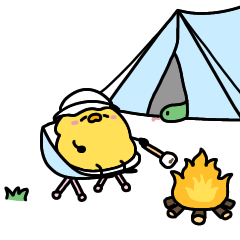[LINEスタンプ] へんてこなヒヨコとアヒルのキャンプの画像（メイン）
