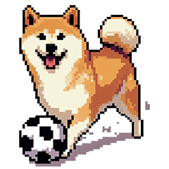 [LINEスタンプ] ドット絵 スポーツする 柴犬 40種 しばけん