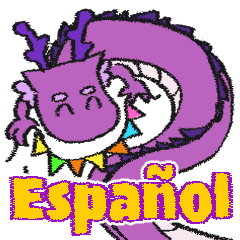 [LINEスタンプ] 使いやすいスペイン語のドラゴン（紫色）